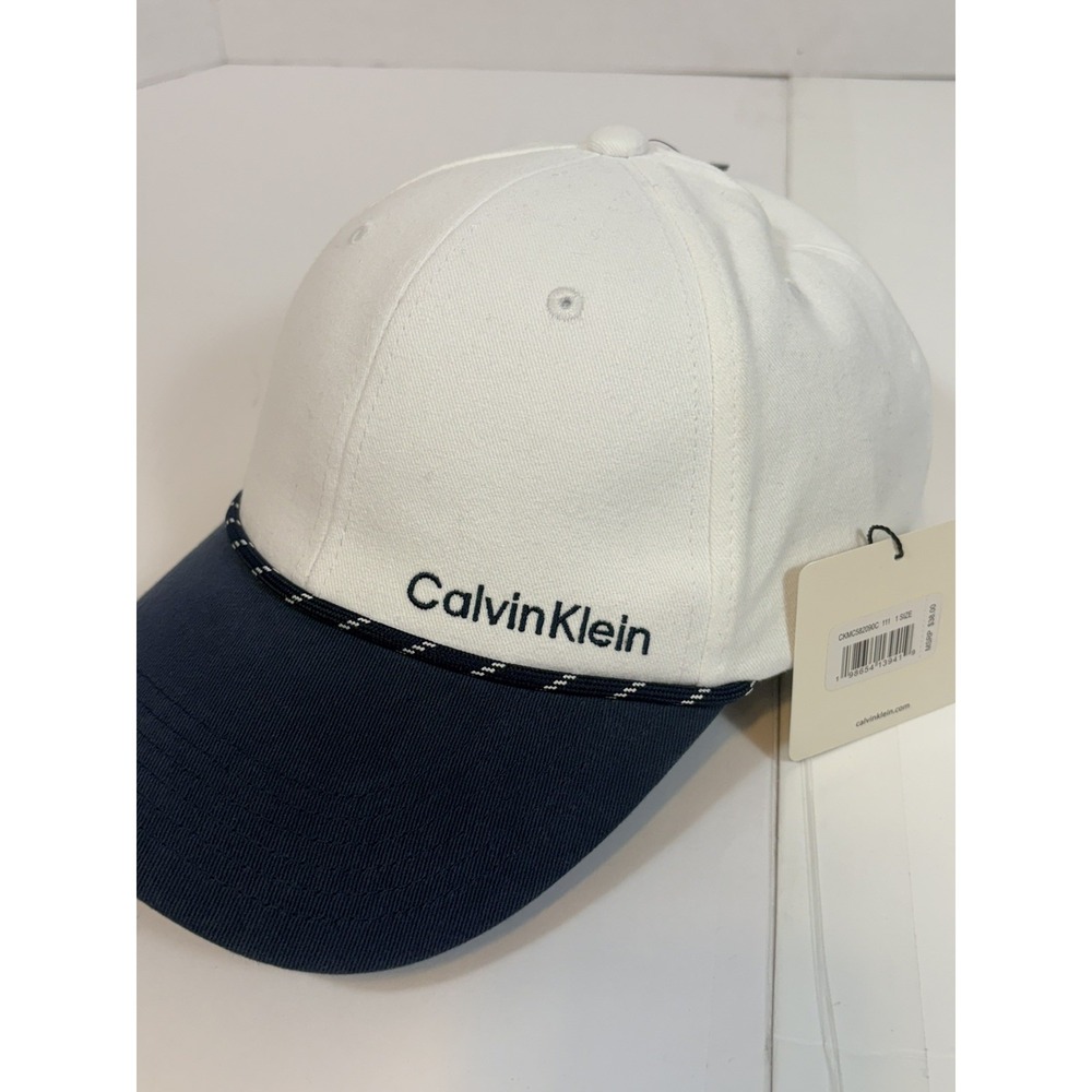 Calvin Klein Colorblock White/Blue Logo Cotton Baseball Cap Hat One Size